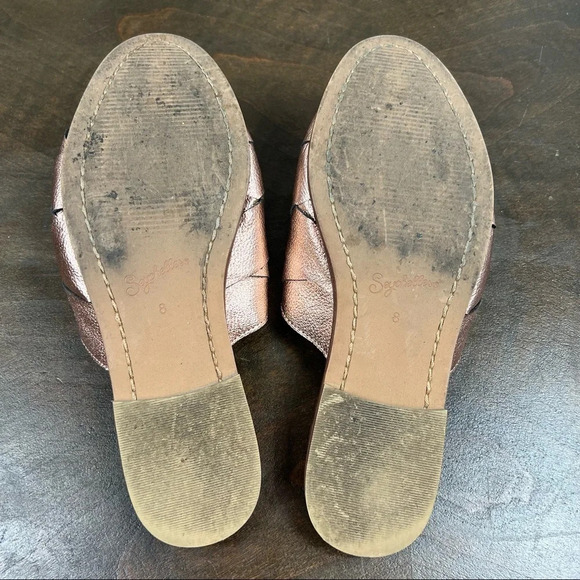 Seychelles Woven Mules Rose Gold Slip On Pink Metallic Slides Size 8 Boho - Picture 7 of 8